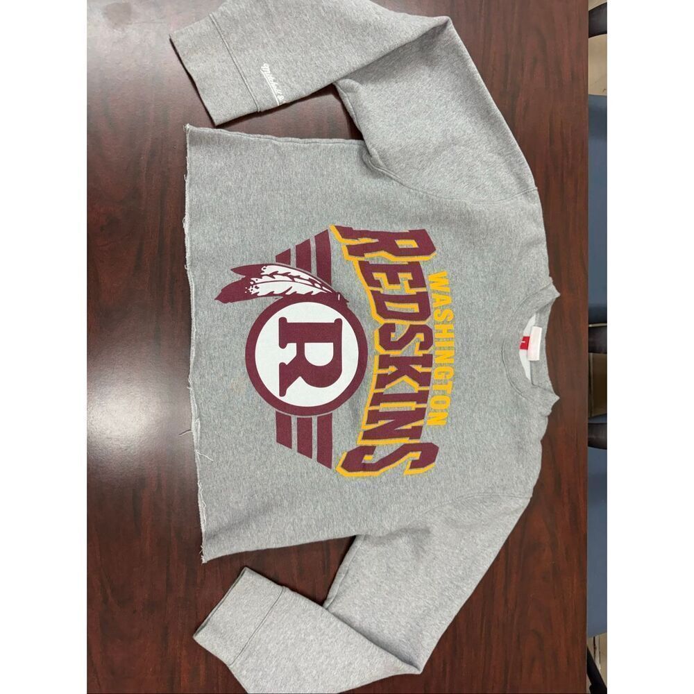 Washington Redskins Grey Cropped Crewneck Sweatshirt Size Large